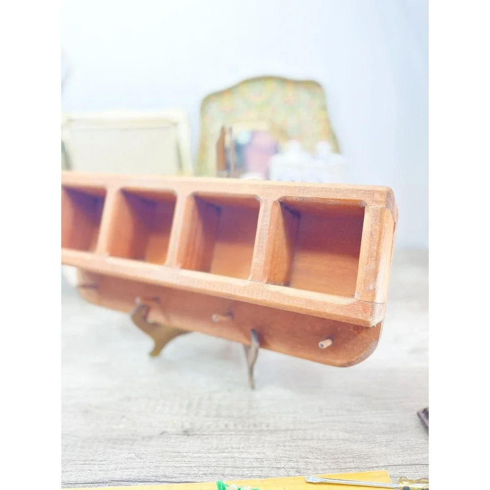 Vintage Midcentury Modern Wood Shelf: Curio Trinket Display